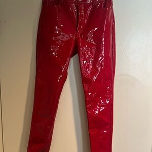 Mango red glossy vinyl skinny jeans size S/M